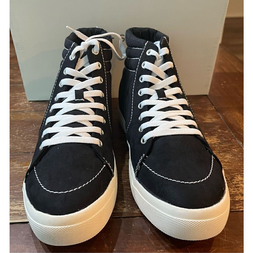 SUN STONE Mens Black Cushioned Jett Round Toe Lace-Up Sneakers - Picture 3 of 6